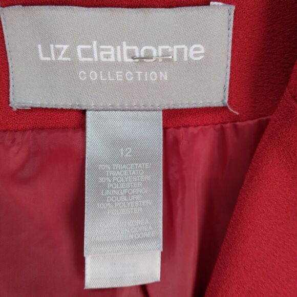 2 Piece Liz Claiborne Collection Red Sleeveless Shift Dress Jacket Holiday 12 - Picture 5 of 13